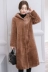 2018 chống mùa giải phóng mặt bằng của phụ nữ lông thú lông một trùm đầu cừu cắt coat loose dài cloak coat áo lông cừu Faux Fur