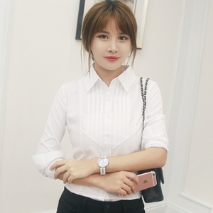 Mỏng áo sơ mi trắng nữ dài tay chuyên nghiệp áo đầm overalls phỏng vấn dài tay đi lại đáy áo