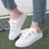 2017 mùa hè ribbon nửa hỗ trợ giày trắng nữ Hàn Quốc phiên bản của hoang dã giản dị giày trắng mà không cần gót một bàn đạp giày vải giày thể thao đẹp Plimsolls