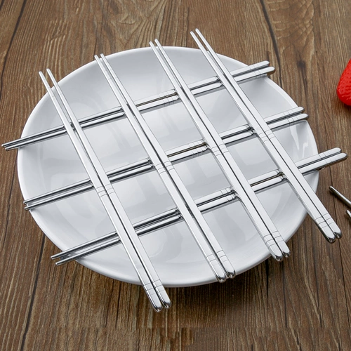 Квадратные экологичные палочки для еды домашнего использования из нержавеющей стали, нескользящая посуда, защита от ожогов