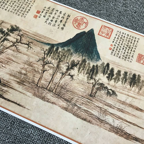 Чжао Mengfu Hua Qiu Color Map Юань зеленый зеленый ландшафт ретро рисунок