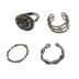 Vòng retro kim cương đen cá tính nhẫn bốn mảnh thời trang cường điệu nhẫn thủy triều với phụ kiện nữ - Nhẫn