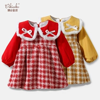 Утепленное платье, юбка, детский красный демисезонный наряд маленькой принцессы, детская одежда, в западном стиле, в корейском стиле