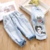 Trẻ em mặc quần jean mùa hè 2018 trẻ em Hàn Quốc mới của Loose Casual quần bé hoang dã quần denim