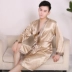 Mùa xuân và Mùa Thu Nam Dài Lụa Áo Ngủ Dài Tay Áo Choàng Tắm Mùa Thu Mỏng Lụa Đồ Ngủ Nam Mùa Hè Kimono XL Night Robe