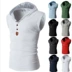Dệt kim vest nam Hàn Quốc phiên bản của Nhật Bản trùm đầu vest nam triều thương hiệu vest xu hướng cá tính nam mùa hè vest tay áo t-shirt nam