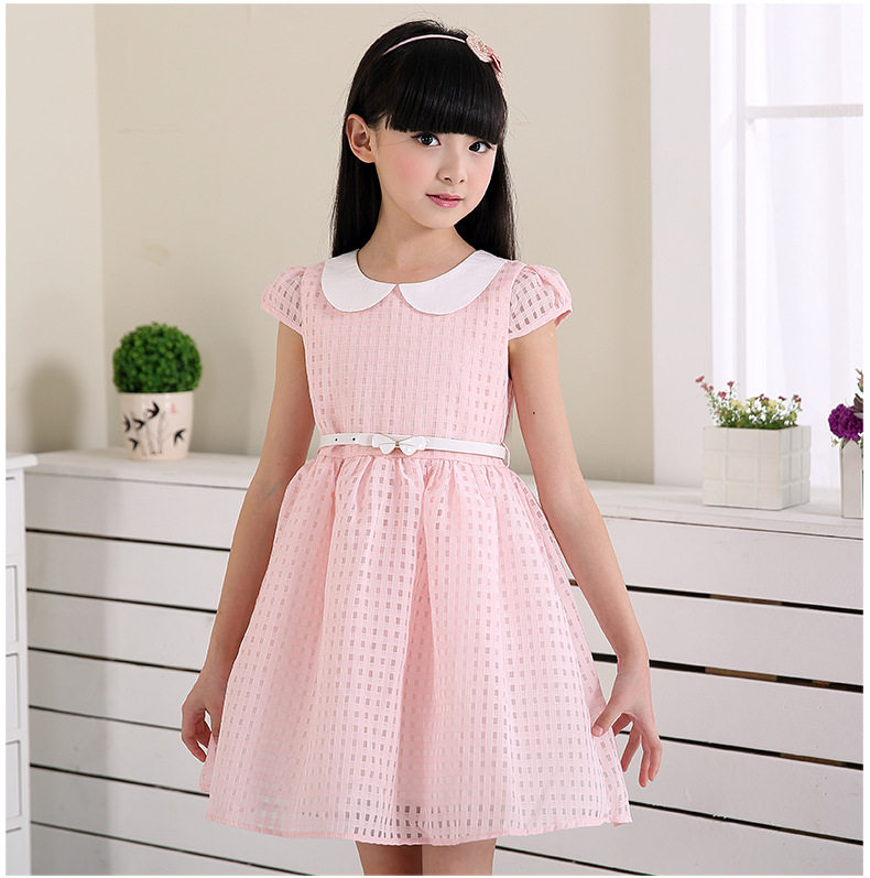 123#女童连衣裙夏夏季新款儿童公主裙中大童格子裙子美少女长裙子