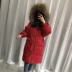 2018 mới của Hàn Quốc phiên bản của chống mùa xuống áo khoác cổ áo lông thú lớn nữ phần dài lỏng dày lên trên đầu gối xuống áo khoác giải phóng mặt bằng