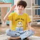 Boy con bộ đồ ngủ bé trai mùa hè ngắn tay quần cotton phần mỏng lớn Tong Chunqiu bông tracksuit phù hợp đồ bơi bé trai