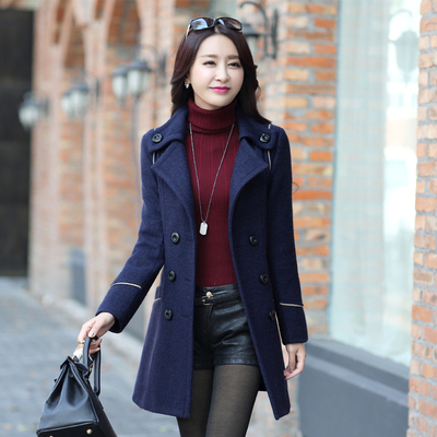 Mùa đông Hàn Quốc phiên bản cộng với bông dày áo len của phụ nữ eo phần dài Nizi quần áo của phụ nữ Nizi áo Hàn Quốc triều áo khoác da nữ cao cấp Accentuated eo áo