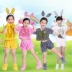 Trẻ em mới ngày trẻ em thỏ trắng hiệu suất động vật trẻ em bunny khiêu vũ trang phục bunny hiệu suất trang phục