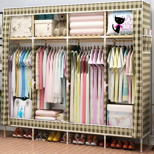 Простой тканевый гардероб простой современный экономический сборный шкаф для сборочного хранения, мульти -хрупкая одежда, консолидировать пространство для спасения шкафа