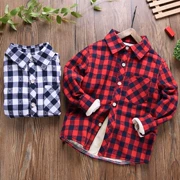 Cậu bé mập mạp cộng với áo nhung dày cotton mới mùa đông bé đáy quần áo trẻ em kẻ sọc áo thủy triều