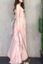 Viss vàng 2018 nữ mùa hè mới hồng sling xù cánh tay dây đeo váy voan chic kỳ nghỉ ăn mặc 	váy rút eo	 Váy eo cao