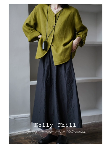 Hollychill 丨 2022SS 100%белье v -neck Свободный силуэт солнцезащитный крем с длинной легкой рубашкой