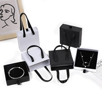 Черное белое портативное ожерелье, кольцо, серьги, коробочка для хранения, коробка для хранения, браслет, подарочная коробка