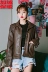 Áo khoác da cộng với nhung nữ ngắn đoạn thu đông Phiên bản Hàn Quốc của chiếc áo khoác lửng pu ấm hoang dã xe máy nữ áo khoác gió - Quần áo da