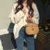 Mùa thu Hàn Quốc của phụ nữ retro slim chic lỏng áo len cổ chữ V áo len dài áo len dài áo len nữ đẹp Cardigan