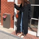Mùa thu và mùa đông Phụ nữ Hàn Quốc thả lỏng áo len đôi ngực trên đầu gối áo len dài tay áo khoác len Áo khoác dài