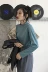 Mùa thu đông Hàn Quốc Quần lửng nữ dáng lửng thon gọn nửa cổ cao áo thun mẫu cơ bản áo sơ mi dài tay Áo phông
