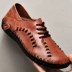 Mùa thu thủ công giày thường da nam đầu rộng phong cách Hàn Quốc buộc dây giày hợp thời trang nam giày da thường bàn chân béo giày nam rộng Giày thấp