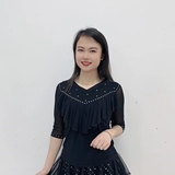 2023 Новая весна и летняя квадратная танцевальная одежда с бриллиантами и v-образным рюша