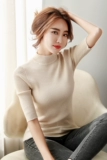 Трикотажный однотонный свитер, жакет, с рукавом, в корейском стиле, 2020, высокий воротник
