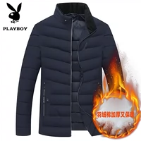 Playboy mùa đông mới trung niên cổ áo khoác nam dày áo khoác cotton cha mùa đông áo khoác xuống áo khoác nam có mũ