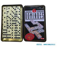 Домино 5010铁盒白彩密胺多米诺套装白彩,象牙色双6骨牌28张dominoes包邮