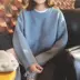 Hàn quốc ulzzang phong cách Harajuku 2018 mùa xuân và mùa thu lỏng rắn màu knit tops dài tay áo thun áo len nữ sinh viên