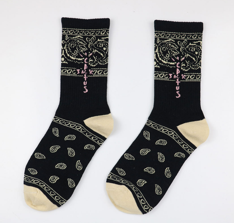 Tibetan AlphabetTravisScottTS Bandanna  Grimace CactusJack Sock man tide Middle tube socks female