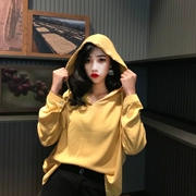 Mùa thu 2018 phiên bản Hàn Quốc của áo mới mỏng, có dây rút, mũ len lười Hồng Kông có hương vị áo len trùm đầu áo sơ mi nữ
