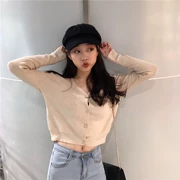 Chic phiên bản Hàn Quốc của chiếc áo len cổ chữ V lười nhẹ nhàng hoang dã nữ 2018 mới ngắn ngắn retro áo len cổ lọ