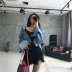 Hàn Quốc phiên bản của ống tay áo lớn thời trang tính khí giản dị hoang dã mỏng giảm béo đoạn ngắn denim áo khoác nữ mùa thu 2018 làn sóng mới áo khoác dạ nữ Áo khoác ngắn