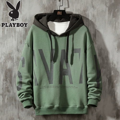 Playboy, мужская демисезонная осенняя толстовка с капюшоном, трендовый универсальный демисезонный лонгслив, оверсайз