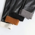 Mùa thu đông mới phiên bản Hàn Quốc của quần lửng nhung cộng với quần nhung lông cừu chín quần cao eo thường xuyên Quần da PU 7985