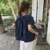 Mùa hè 2019 phiên bản Hàn Quốc của phụ nữ mới áo sơ mi trái tim lỏng lẻo thiết kế rỗng có ý nghĩa áo sơ mi tay ngắn đa năng - Áo sơ mi áo sơ mi phối Áo sơ mi