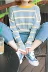 2018 mùa thu mới Hàn Quốc phiên bản của sự tương phản lỏng màu đường viền cổ áo vòng cổ hoang dã sọc áo len nữ sinh viên áo thun áo len
