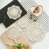 Màu be tay móc bông cách nhiệt pad coaster pad placemat Ren vải bộ đồ ăn pad placemat - Đồ ăn tối muỗng ăn cơm Đồ ăn tối