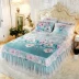 Máy giặt có thể giặt điều hòa ren giường váy băng lụa mat ba mảnh đặt 1,5m1,8 m trải giường giặt thảm mềm - Váy Petti Váy Petti