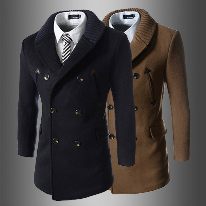 Men Wool Coat 2015 Winter Fashion Foreign Trade Double Breasted Jacket ...