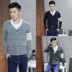 Mùa xuân và mùa thu nam tb cardigan của phụ nữ phần ngắn Hàn Quốc phiên bản của tự trồng đáy áo len V-Cổ áo len nam những người yêu thích áo khoác Cặp đôi áo len