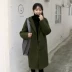 Áo len nữ phần dài Hàn Quốc phiên bản 2018 mới đôi phải đối mặt với cashmere sinh viên mùa thu và mùa đông mặc chống mùa đen len áo áo dạ nữ đẹp Áo len lót đôi