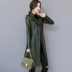 Áo khoác da nữ dài 2019 size lớn Đón mùa thu và đông Hàn Quốc phiên bản áo khoác mỏng gió áo khoác mỏng - Quần áo da Quần áo da