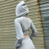 Châu Âu và Hoa Kỳ Bộ đồ thể thao và giải trí thắt lưng cao của phụ nữ rắn màu eo giảm béo quần áo thể thao hai mảnh phù hợp với quần áo - Thể thao sau