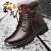 Ngày mùa đông Giày nam Yier Khang cộng với giày nhung cotton ấm áp Giày da cao cổ giản dị Giày Martin giày tuyết nam