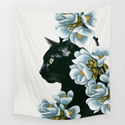Nordic in hoa mèo đen treo tường vải che thảm trang trí tường thảm trang trí tường vải nền phòng màn chia - Tapestry
