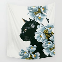 Nordic in hoa mèo đen treo tường vải che thảm trang trí tường thảm trang trí tường vải nền phòng màn chia - Tapestry thảm vải decor treo tường