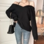 Thu đông 2018 mới cổ chữ V gợi cảm sling một chữ backless áo len dài tay áo len nữ quần áo shop đồ nữ