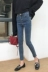 2018 mới của Hàn Quốc phiên bản của retro tua hoang dã jeans nữ cao eo là mỏng chân chặt chẽ quần bút chì quần triều